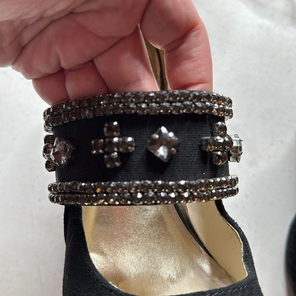 Avon Mark. Black Suede Jewel Encrusted High Heels Size 9 - Picture 6 of 12